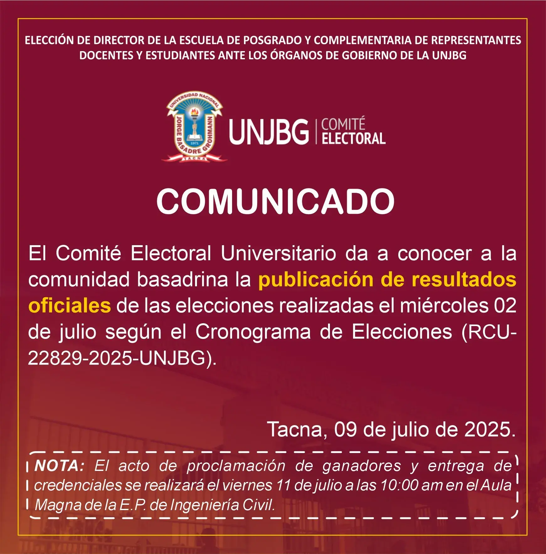 comunicado resultados oficiales